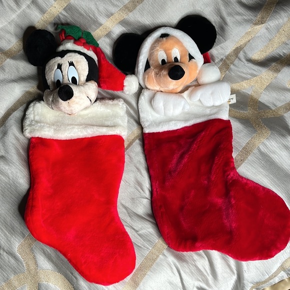 WDW Plush Stocking Mickey Mouse Santa and Minnie Mouse - Picture 1 of 13